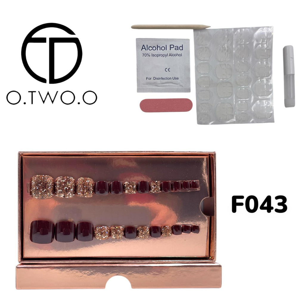 O.Two.O 24 Pcs Nails Box with Nail Glue & Adhesive Tabs,Alcohol Prep Pad,Mini Nail File,Cuticle Stick