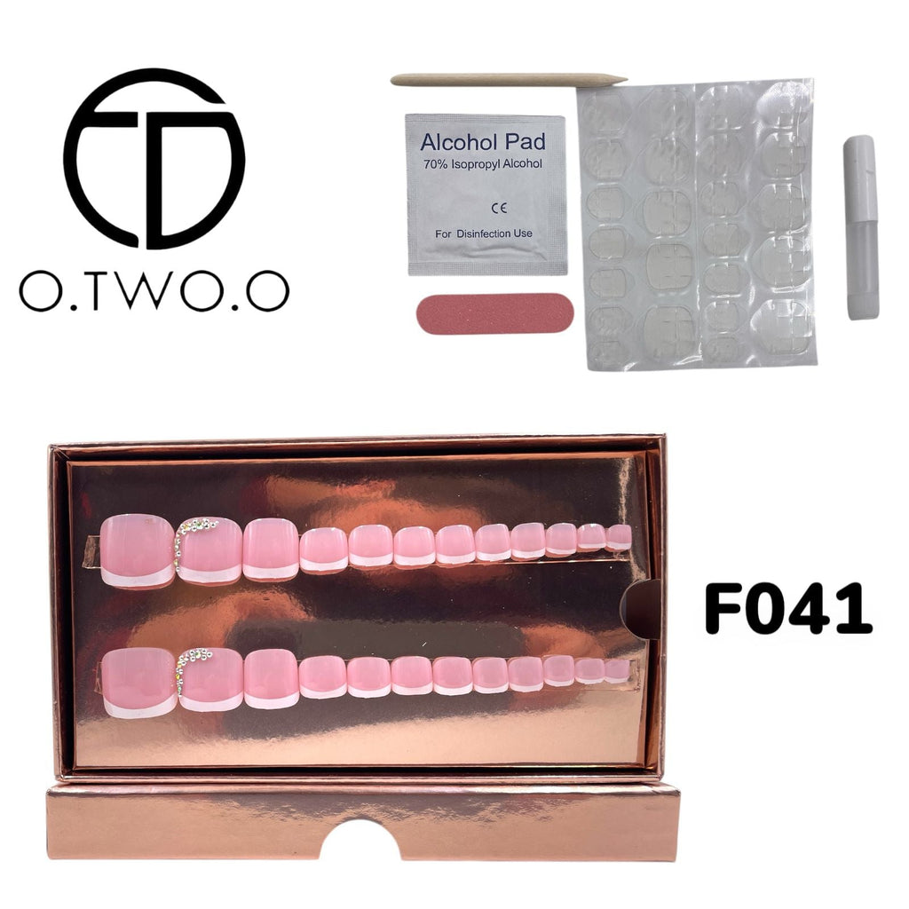 O.Two.O 24 Pcs Nails Box with Nail Glue & Adhesive Tabs,Alcohol Prep Pad,Mini Nail File,Cuticle Stick