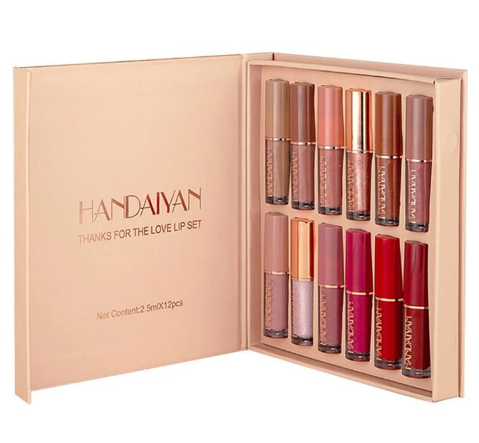 HANDAIYAN 12 Colors Matte Liquid Lipgloss Lipstick Set