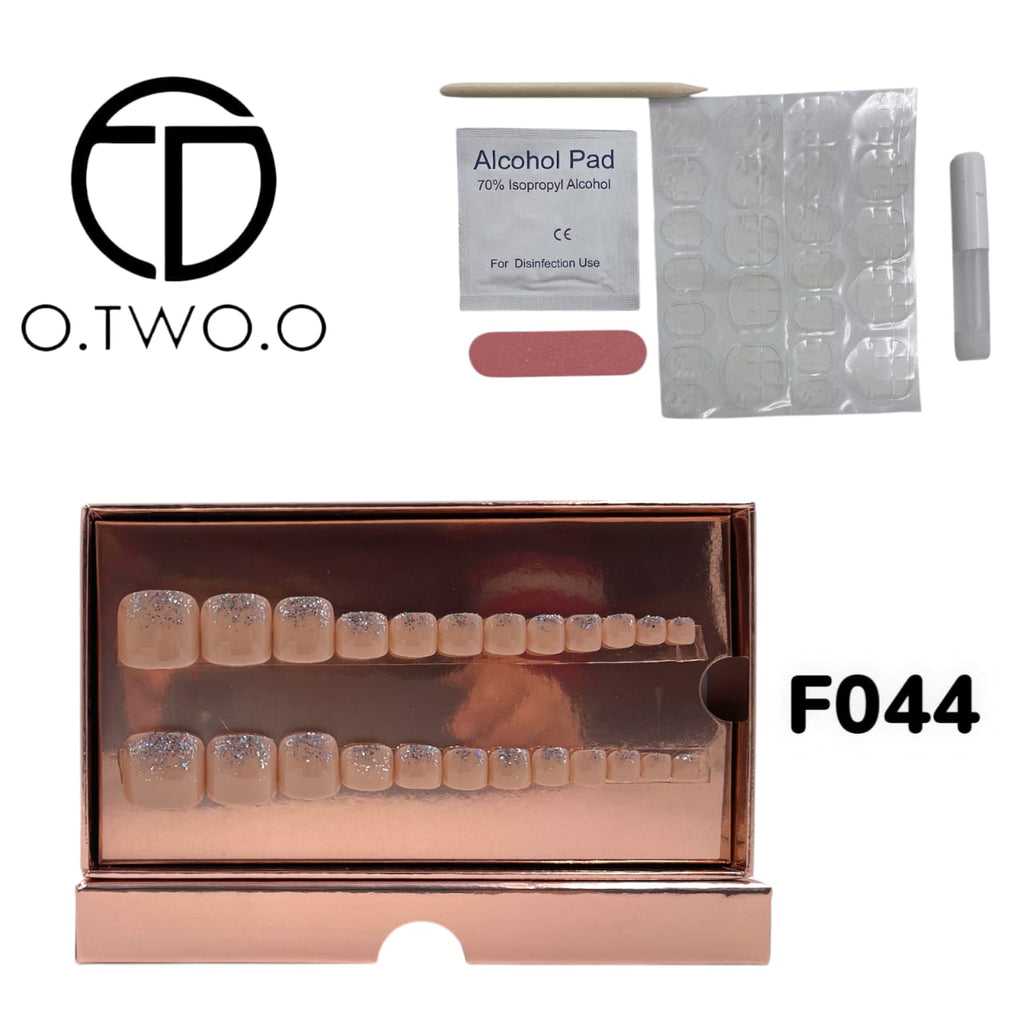 O.Two.O 24 Pcs Nails Box with Nail Glue & Adhesive Tabs,Alcohol Prep Pad,Mini Nail File,Cuticle Stick