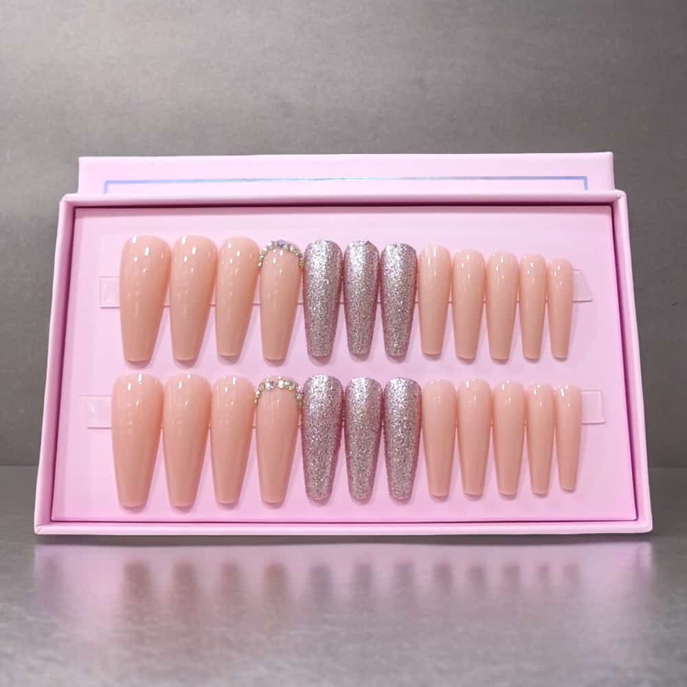 O.Two.O 24 Pcs Nails Box with Nail Glue & Adhesive Tabs,Alcohol Prep Pad,Mini Nail File,Cuticle Stick