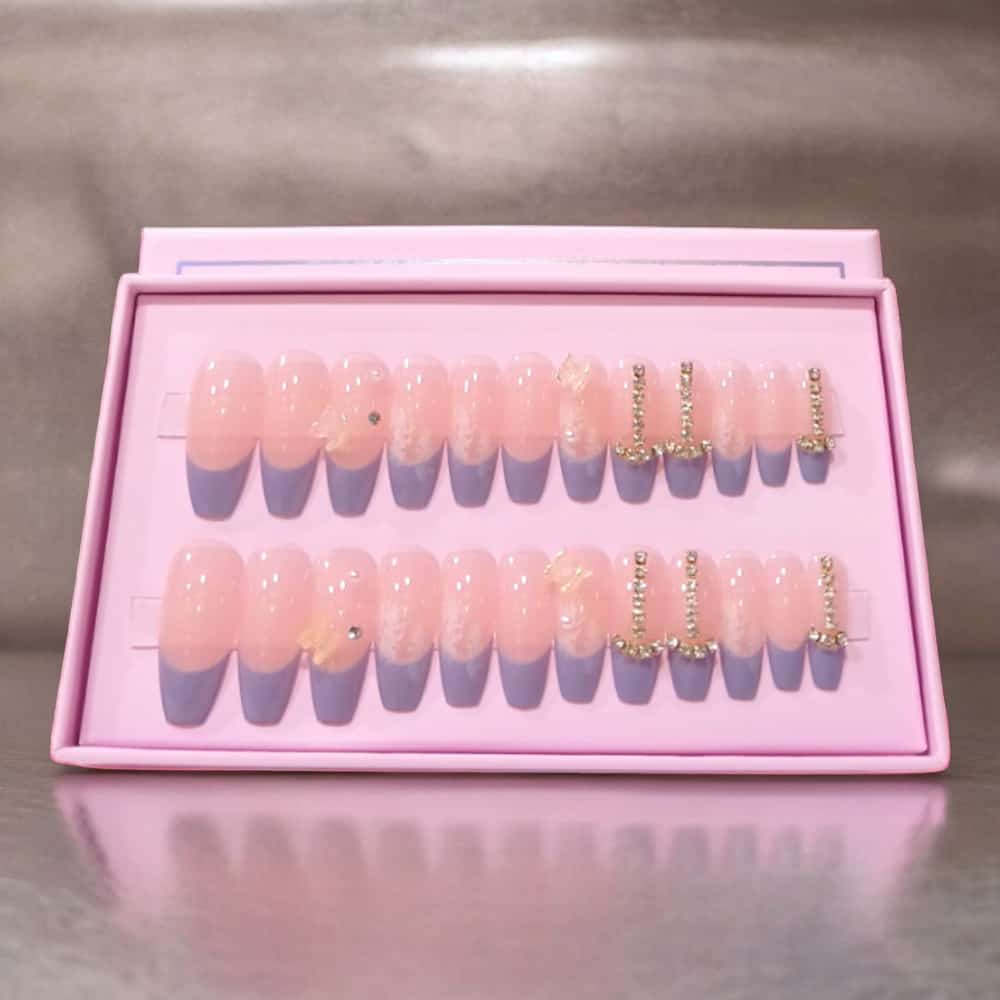 O.Two.O 24 Pcs Nails Box with Nail Glue & Adhesive Tabs,Alcohol Prep Pad,Mini Nail File,Cuticle Stick