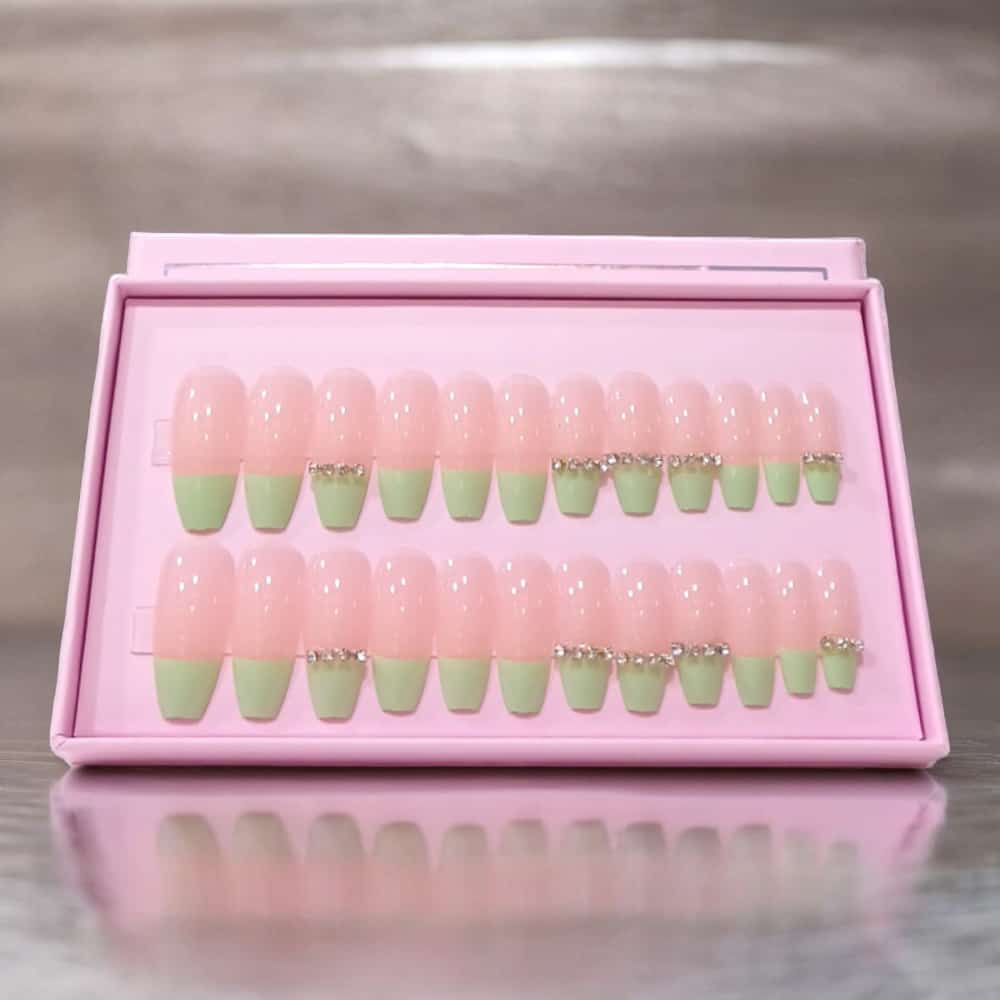 O.Two.O 24 Pcs Nails Box with Nail Glue & Adhesive Tabs,Alcohol Prep Pad,Mini Nail File,Cuticle Stick