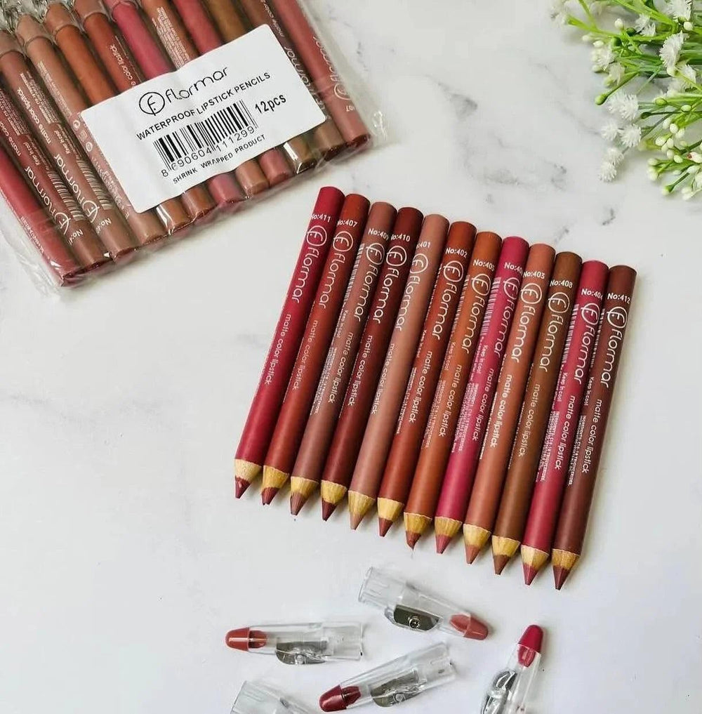 Flormar colorful nude lip pencils pack of 12