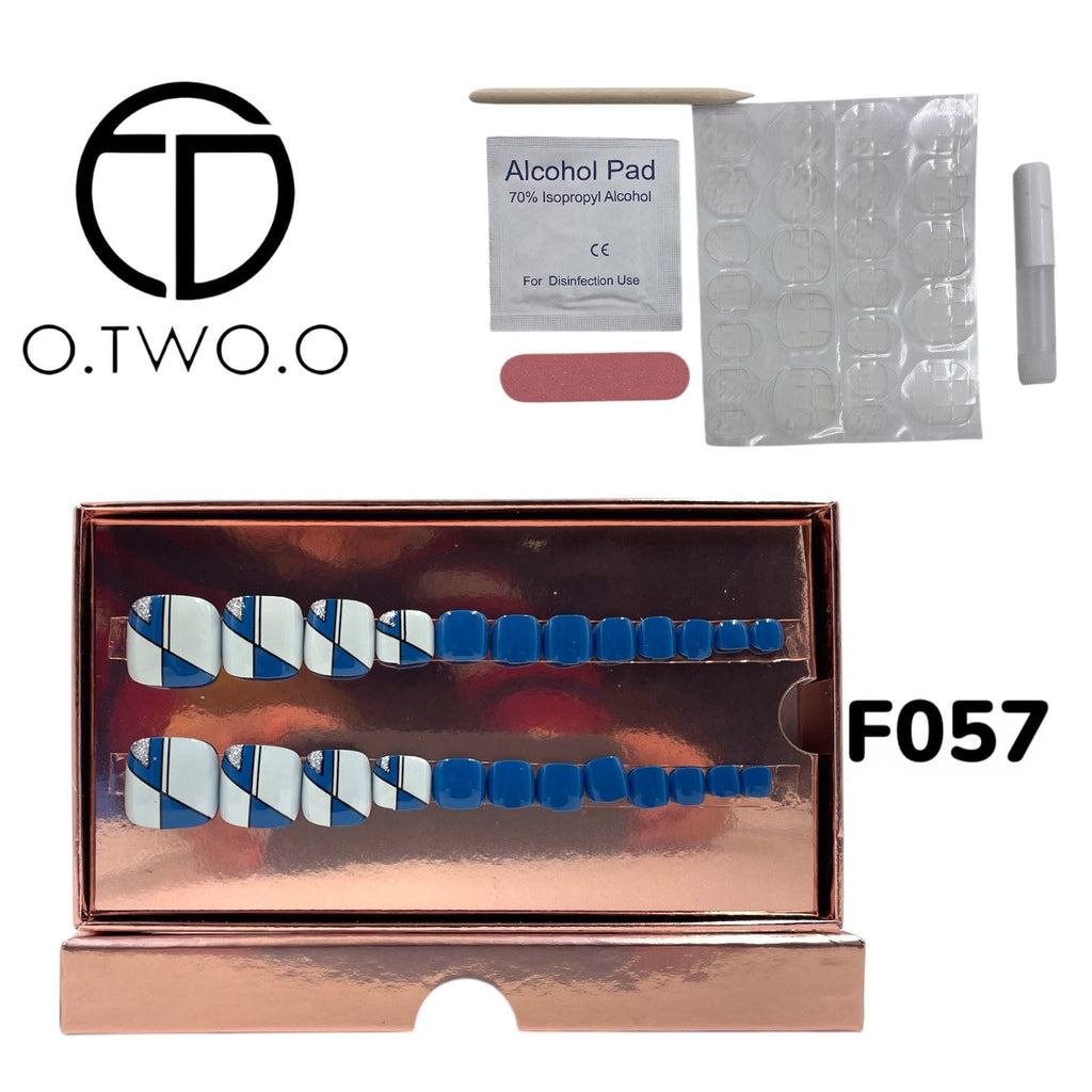 O.Two.O 24 Pcs Nails Box with Nail Glue & Adhesive Tabs,Alcohol Prep Pad,Mini Nail File,Cuticle Stick
