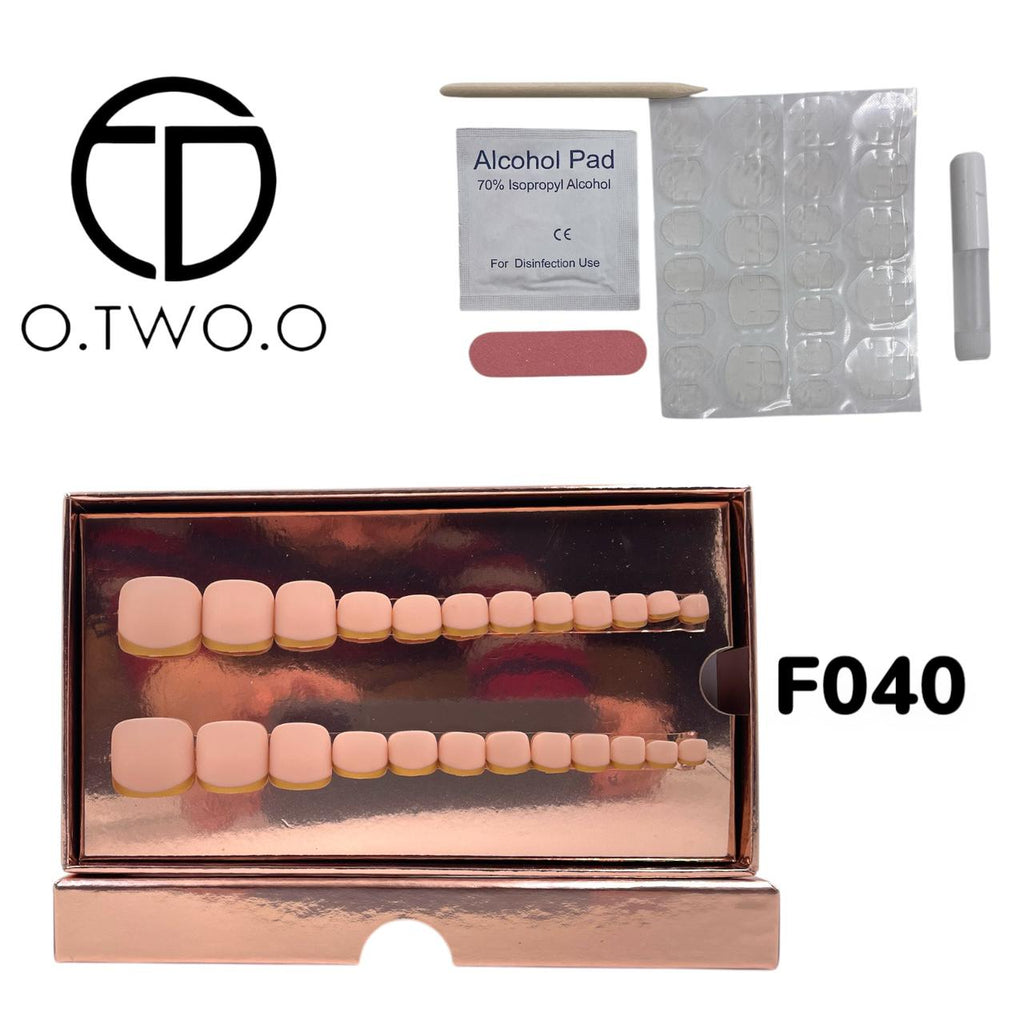 O.Two.O 24 Pcs Nails Box with Nail Glue & Adhesive Tabs,Alcohol Prep Pad,Mini Nail File,Cuticle Stick
