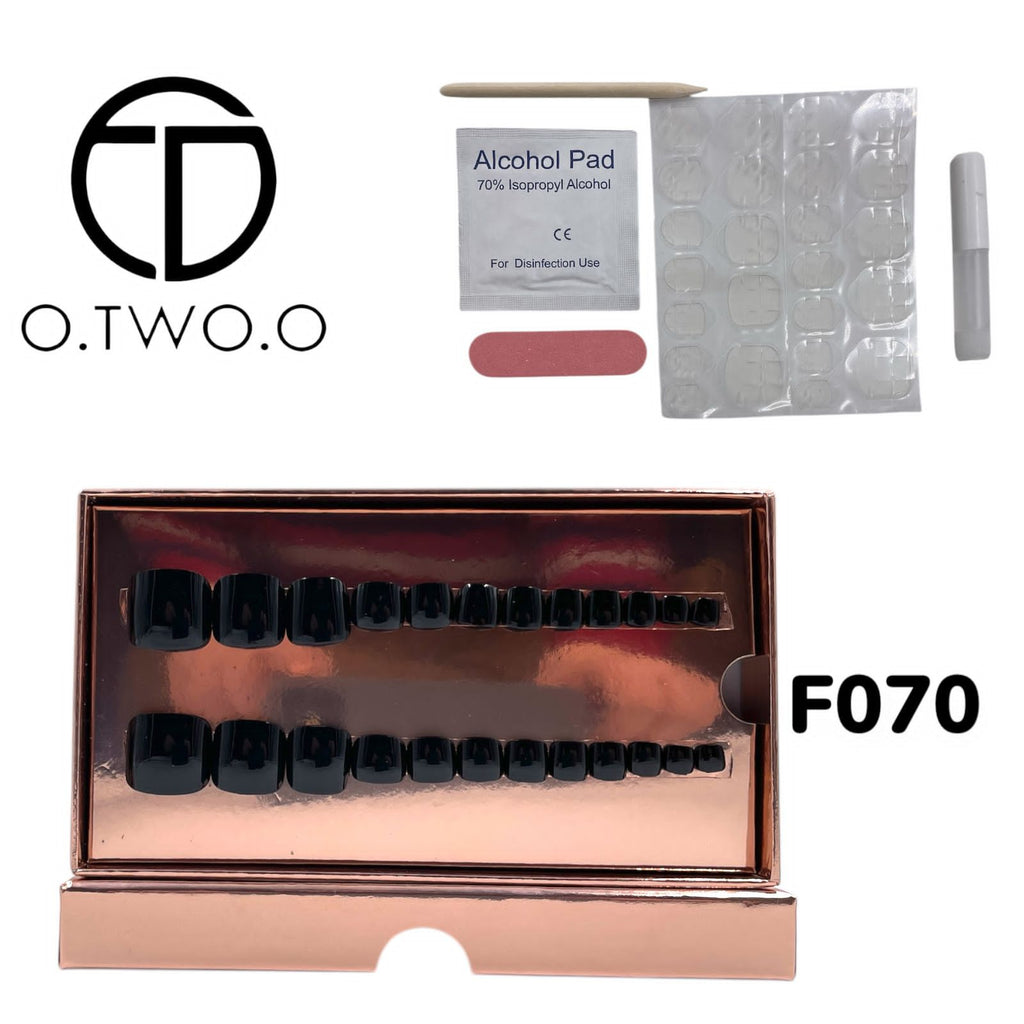 O.Two.O 24 Pcs Nails Box with Nail Glue & Adhesive Tabs,Alcohol Prep Pad,Mini Nail File,Cuticle Stick