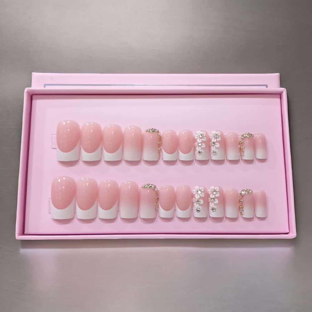 O.Two.O 24 Pcs Nails Box with Nail Glue & Adhesive Tabs,Alcohol Prep Pad,Mini Nail File,Cuticle Stick