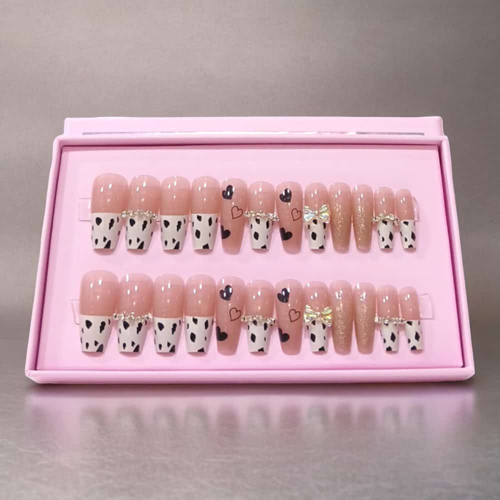 O.Two.O 24 Pcs Nails Box with Nail Glue & Adhesive Tabs,Alcohol Prep Pad,Mini Nail File,Cuticle Stick