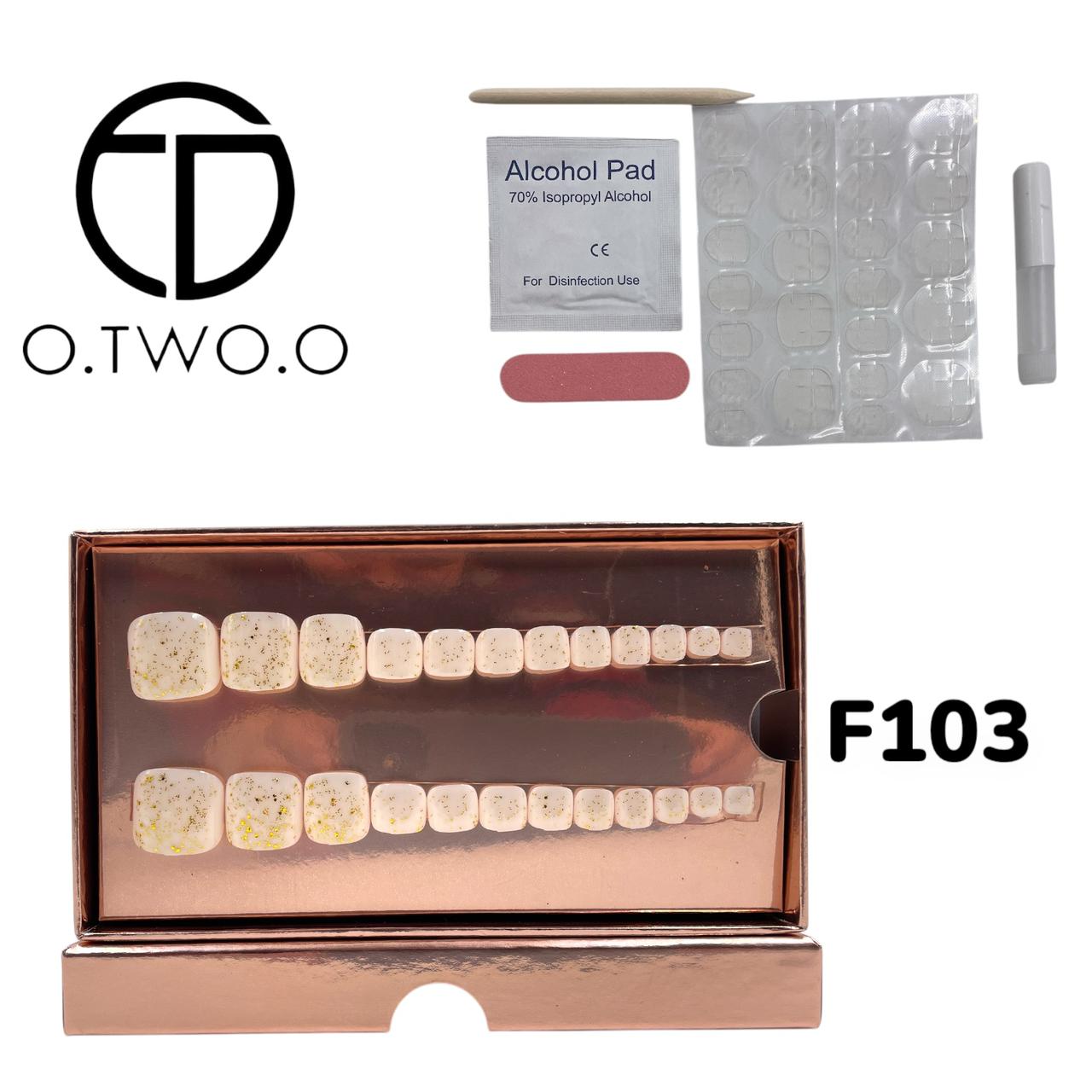 O.Two.O 24 Pcs Nails Box with Nail Glue & Adhesive Tabs,Alcohol Prep Pad,Mini Nail File,Cuticle Stick