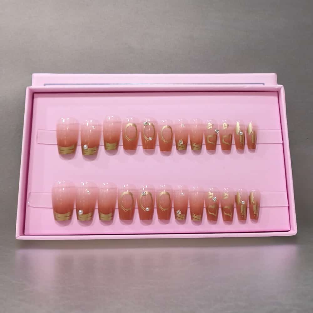 O.Two.O 24 Pcs Nails Box with Nail Glue & Adhesive Tabs,Alcohol Prep Pad,Mini Nail File,Cuticle Stick
