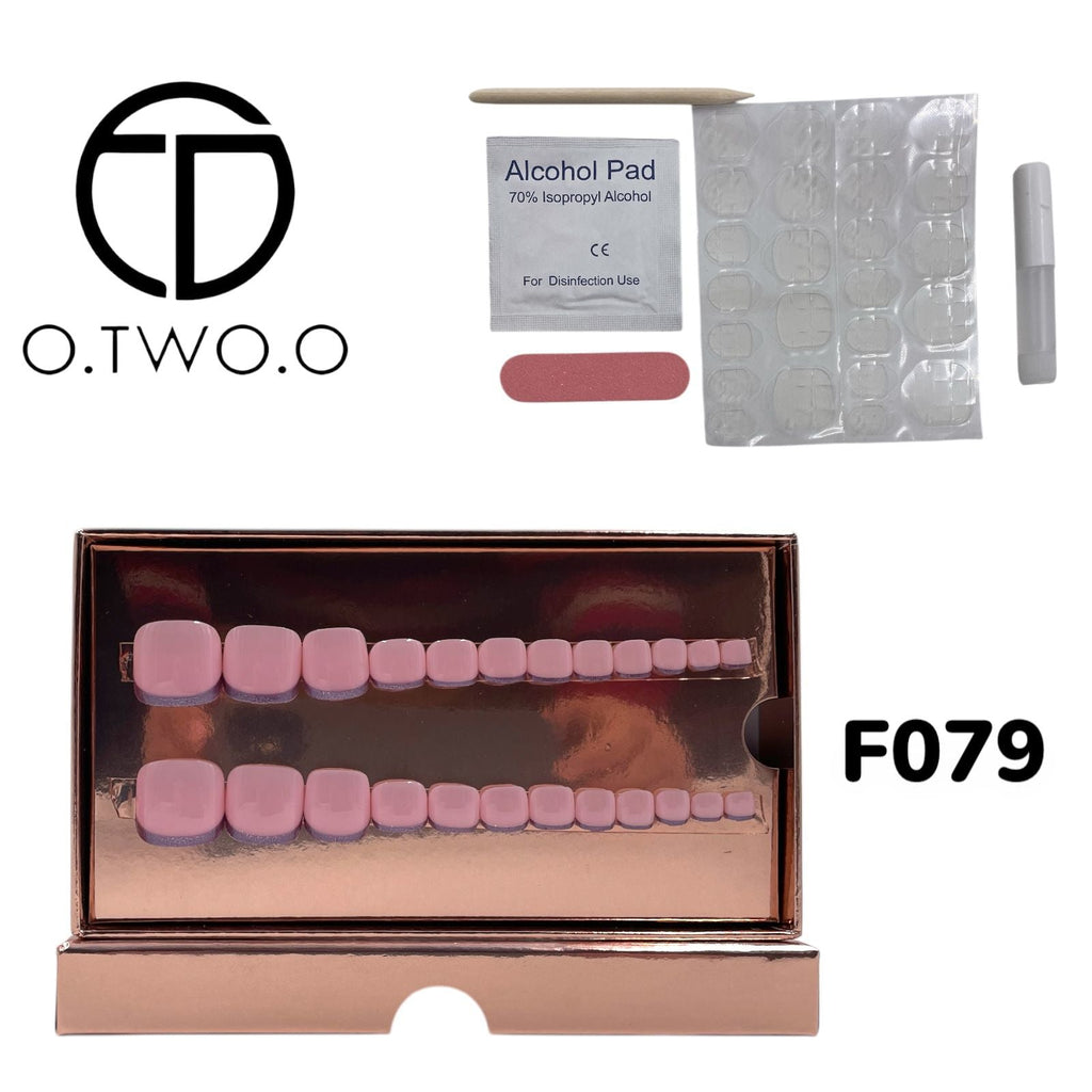 O.Two.O 24 Pcs Nails Box with Nail Glue & Adhesive Tabs,Alcohol Prep Pad,Mini Nail File,Cuticle Stick