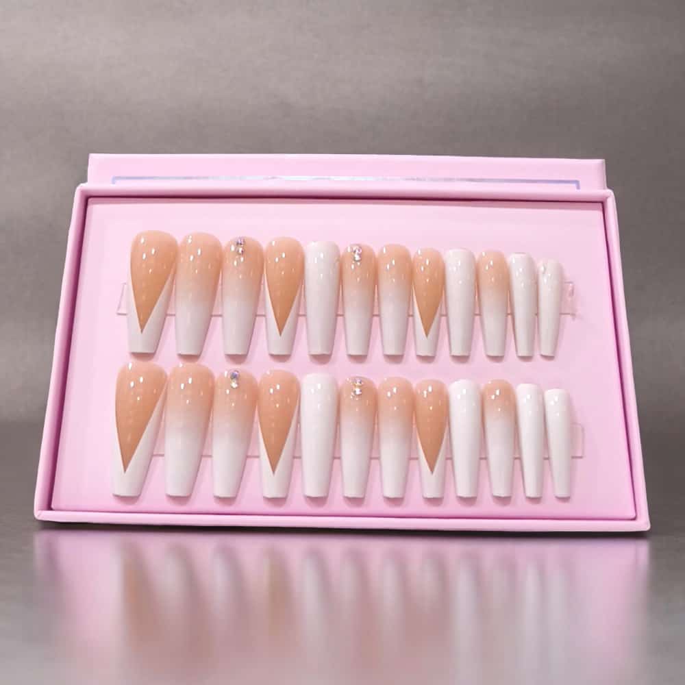 O.Two.O 24 Pcs Nails Box with Nail Glue & Adhesive Tabs,Alcohol Prep Pad,Mini Nail File,Cuticle Stick