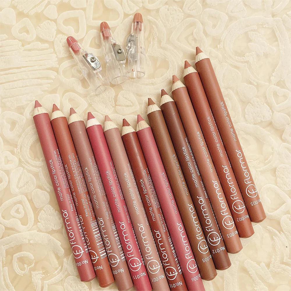 Flormar colorful nude lip pencils pack of 12