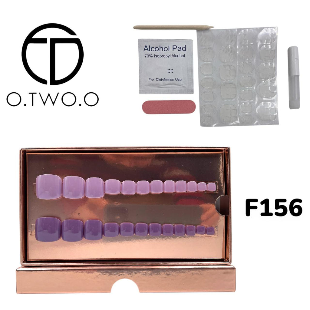 O.Two.O 24 Pcs Nails Box with Nail Glue & Adhesive Tabs,Alcohol Prep Pad,Mini Nail File,Cuticle Stick