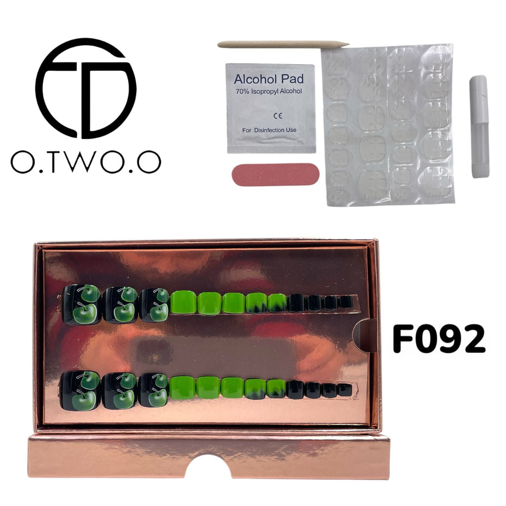 O.Two.O 24 Pcs Nails Box with Nail Glue & Adhesive Tabs,Alcohol Prep Pad,Mini Nail File,Cuticle Stick