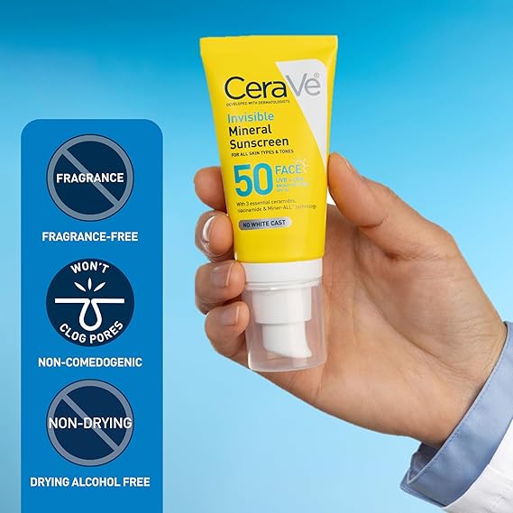 CeraVe Invisible Mineral Face Sunscreen SPF 50 For All Skin Types