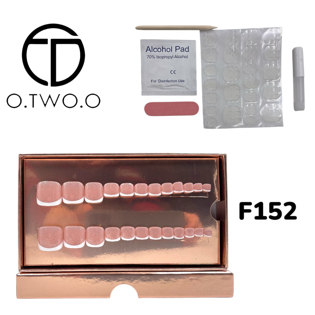 O.Two.O 24 Pcs Nails Box with Nail Glue & Adhesive Tabs,Alcohol Prep Pad,Mini Nail File,Cuticle Stick