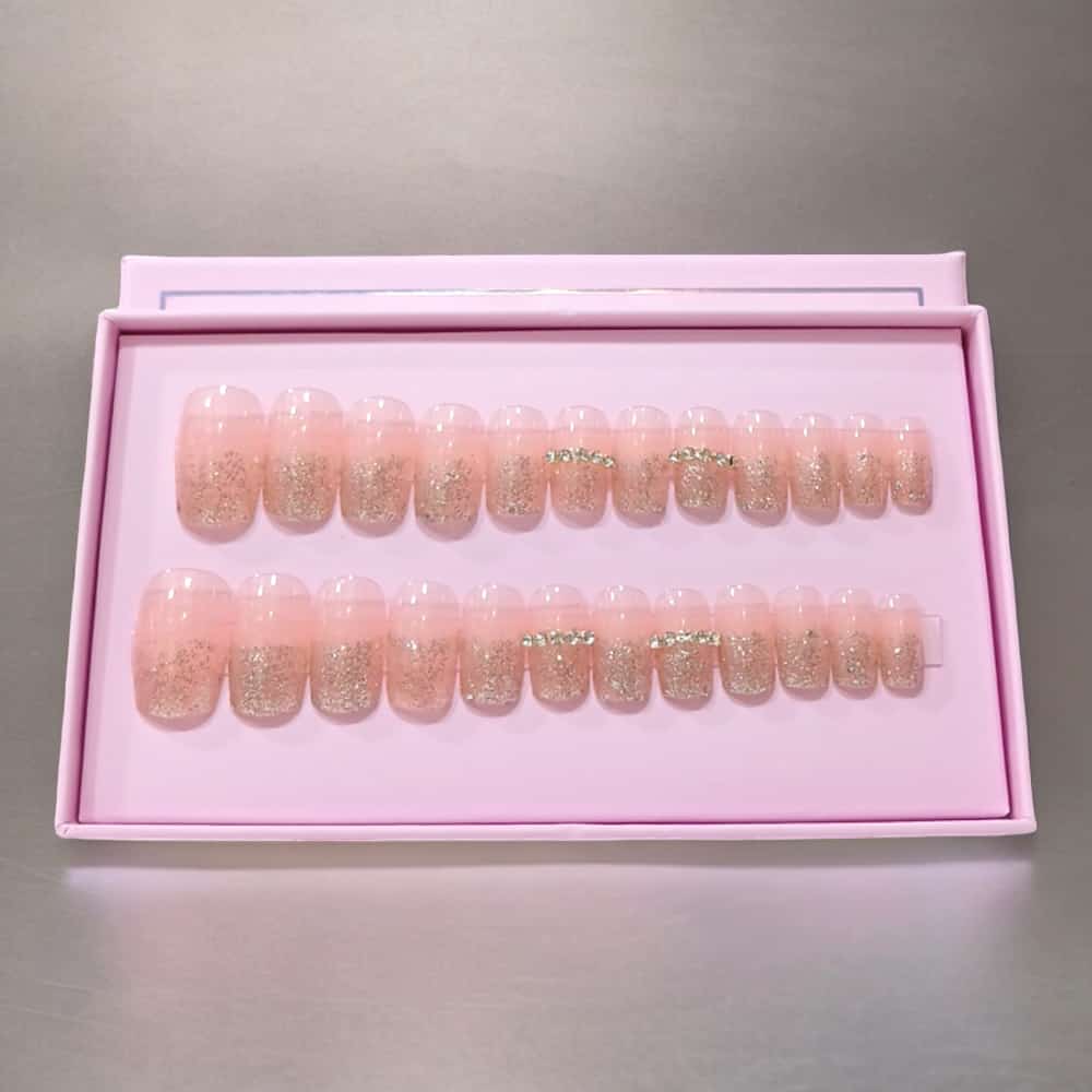 O.Two.O 24 Pcs Nails Box with Nail Glue & Adhesive Tabs,Alcohol Prep Pad,Mini Nail File,Cuticle Stick