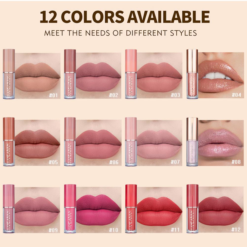 HANDAIYAN 12 Colors Matte Liquid Lipgloss Lipstick Set