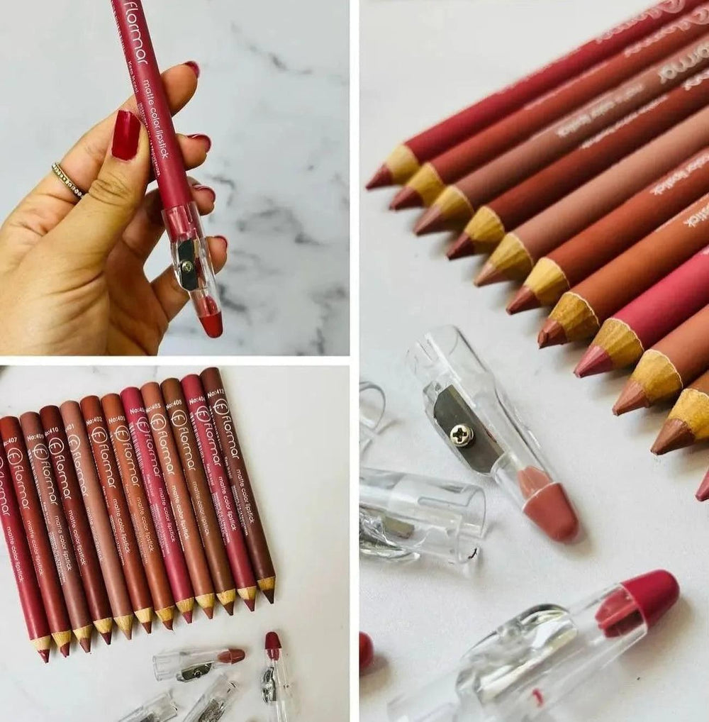 Flormar colorful nude lip pencils pack of 12