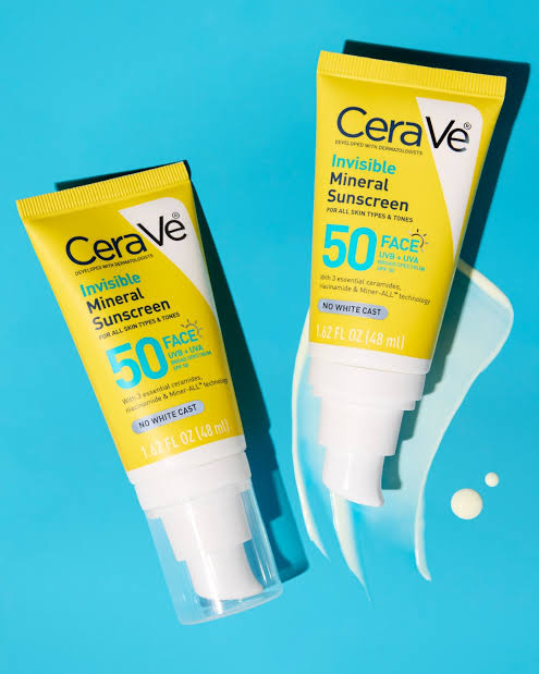 CeraVe Invisible Mineral Face Sunscreen SPF 50 For All Skin Types