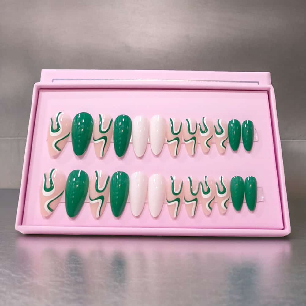 O.Two.O 24 Pcs Nails Box with Nail Glue & Adhesive Tabs,Alcohol Prep Pad,Mini Nail File,Cuticle Stick