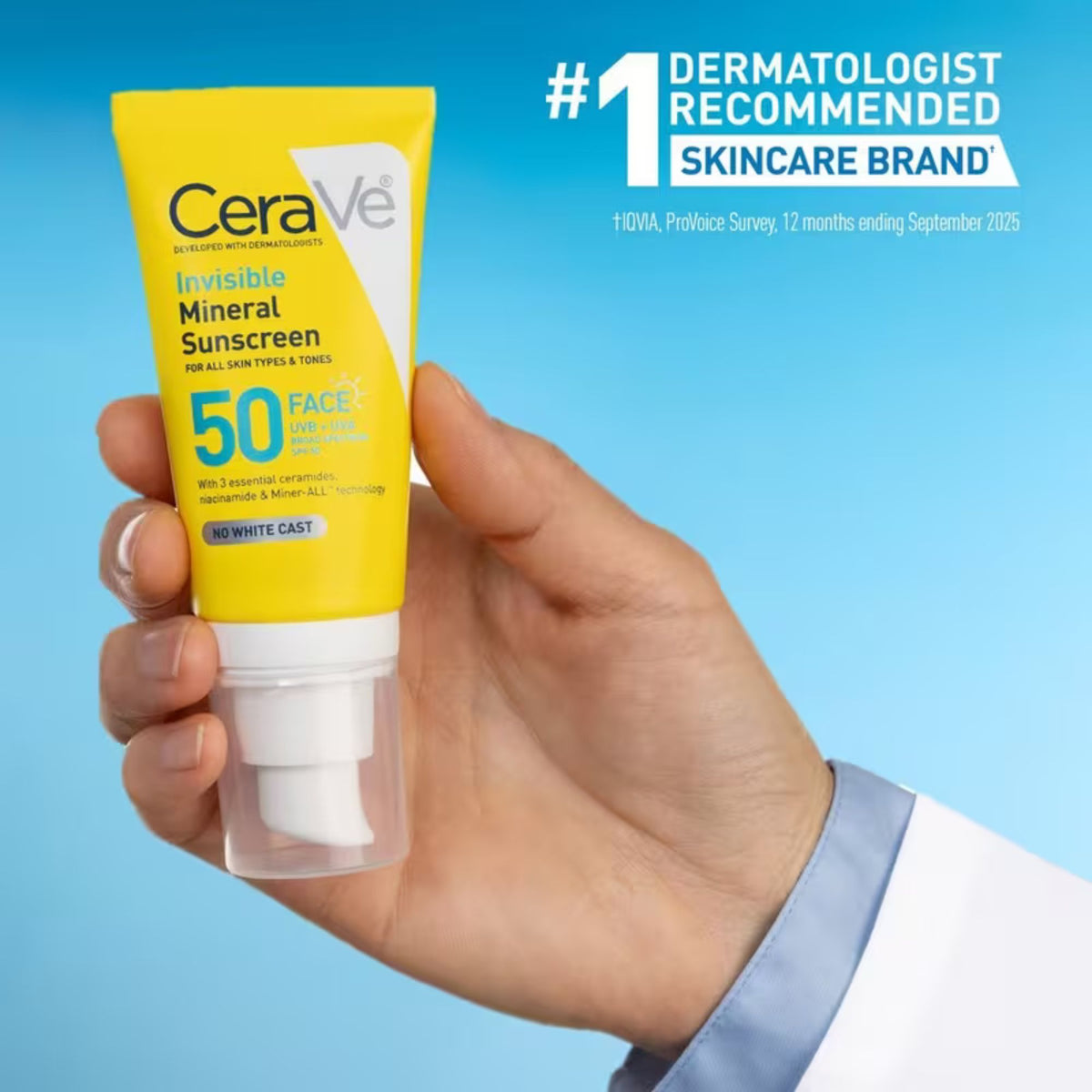 CeraVe Invisible Mineral Face Sunscreen SPF 50 For All Skin Types