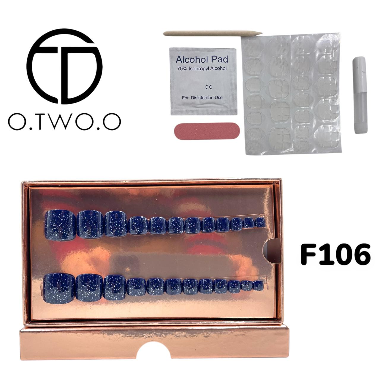O.Two.O 24 Pcs Nails Box with Nail Glue & Adhesive Tabs,Alcohol Prep Pad,Mini Nail File,Cuticle Stick