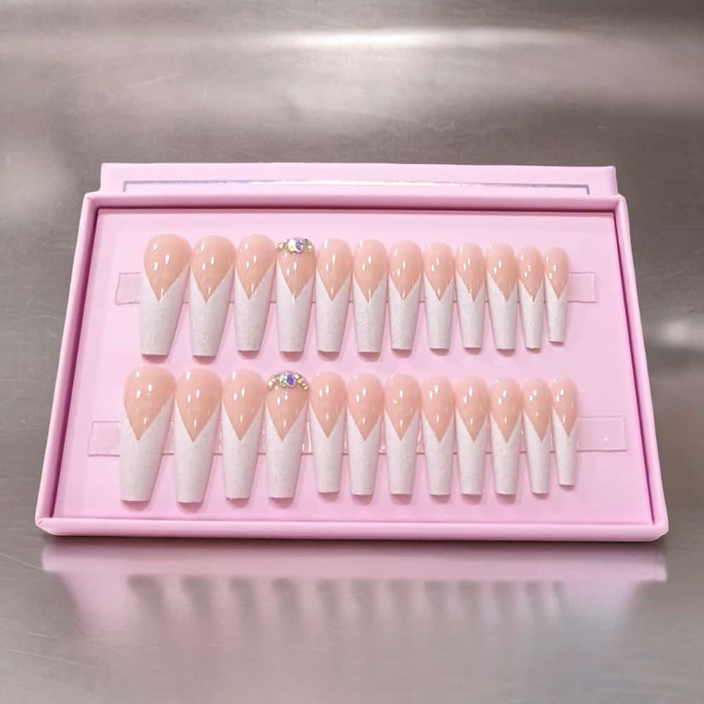 O.Two.O 24 Pcs Nails Box with Nail Glue & Adhesive Tabs,Alcohol Prep Pad,Mini Nail File,Cuticle Stick