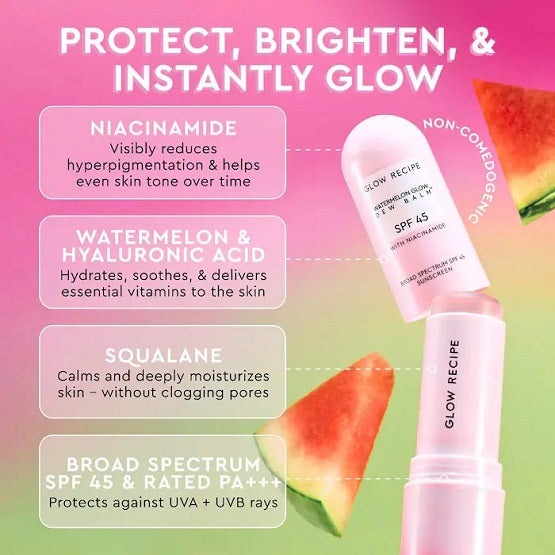 Glow Recipe Watermelon Dew Balm Spf 45 with Niacinamide 16.5 Grams.