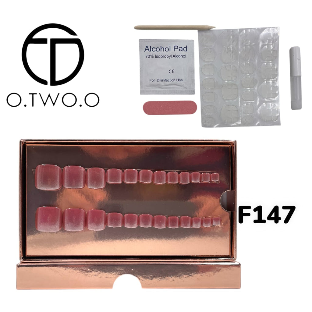 O.Two.O 24 Pcs Nails Box with Nail Glue & Adhesive Tabs,Alcohol Prep Pad,Mini Nail File,Cuticle Stick