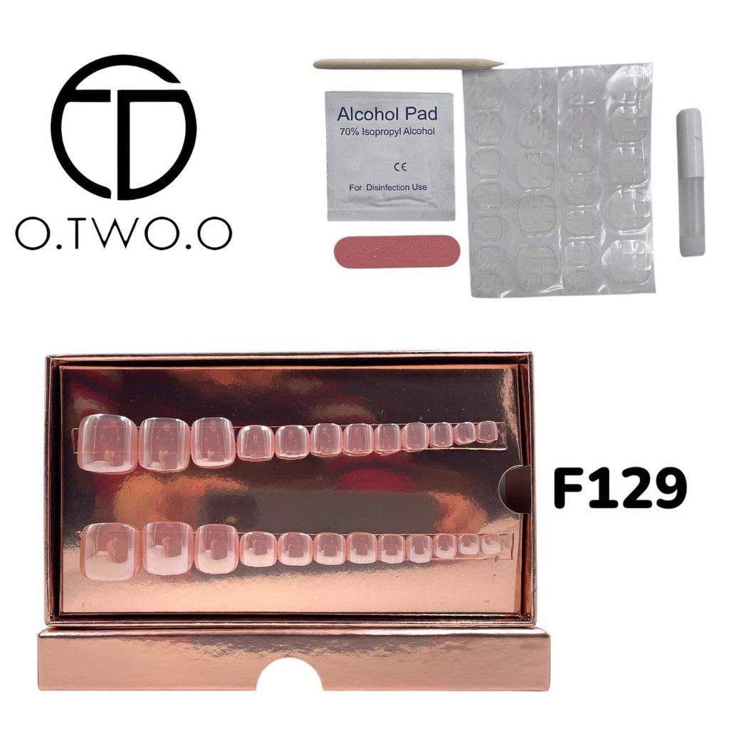 O.Two.O 24 Pcs Nails Box with Nail Glue & Adhesive Tabs,Alcohol Prep Pad,Mini Nail File,Cuticle Stick