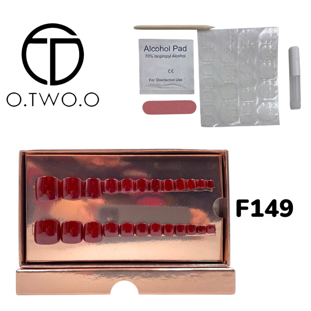 O.Two.O 24 Pcs Nails Box with Nail Glue & Adhesive Tabs,Alcohol Prep Pad,Mini Nail File,Cuticle Stick
