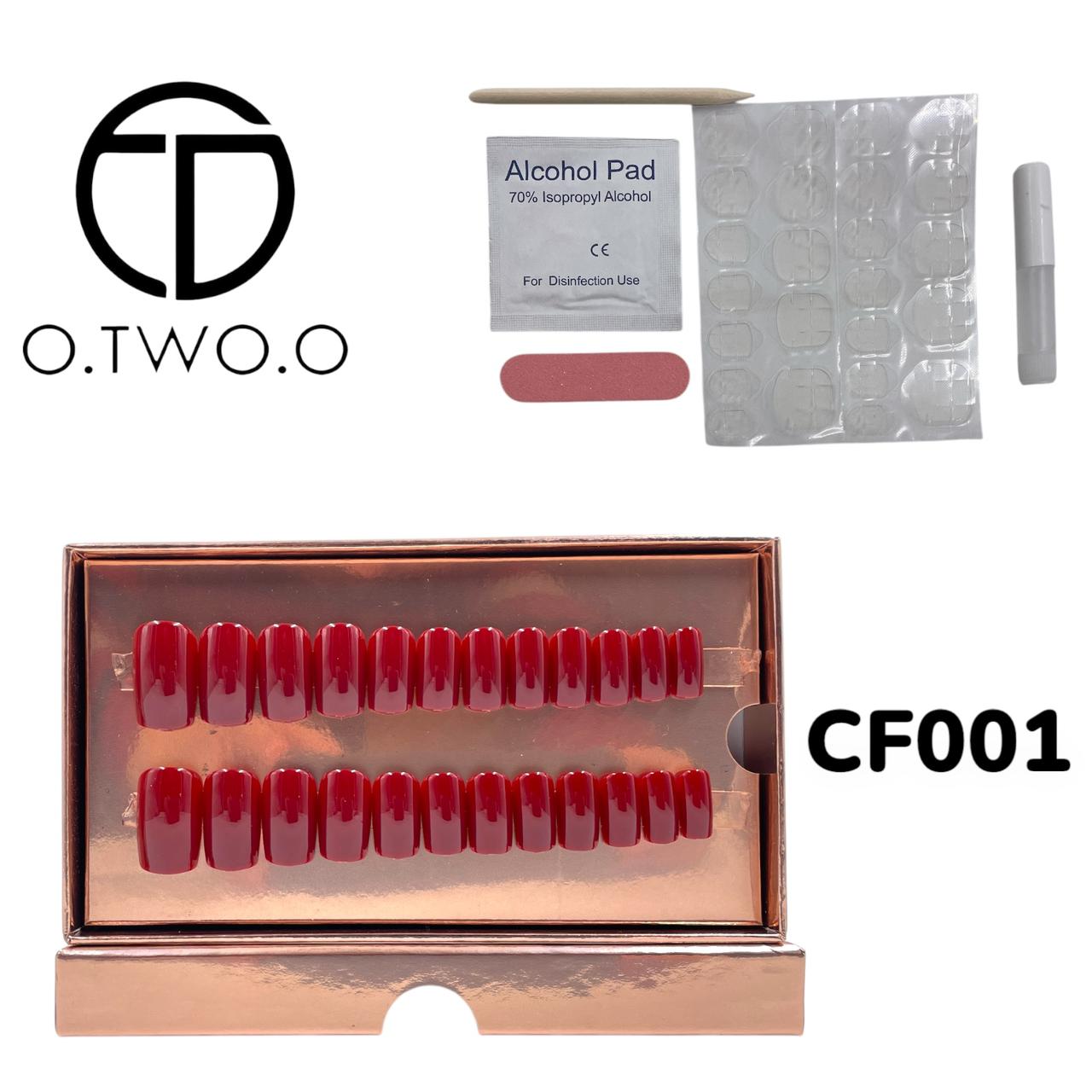 O.Two.O 24 Pcs Nails Box with Nail Glue & Adhesive Tabs,Alcohol Prep Pad,Mini Nail File,Cuticle Stick