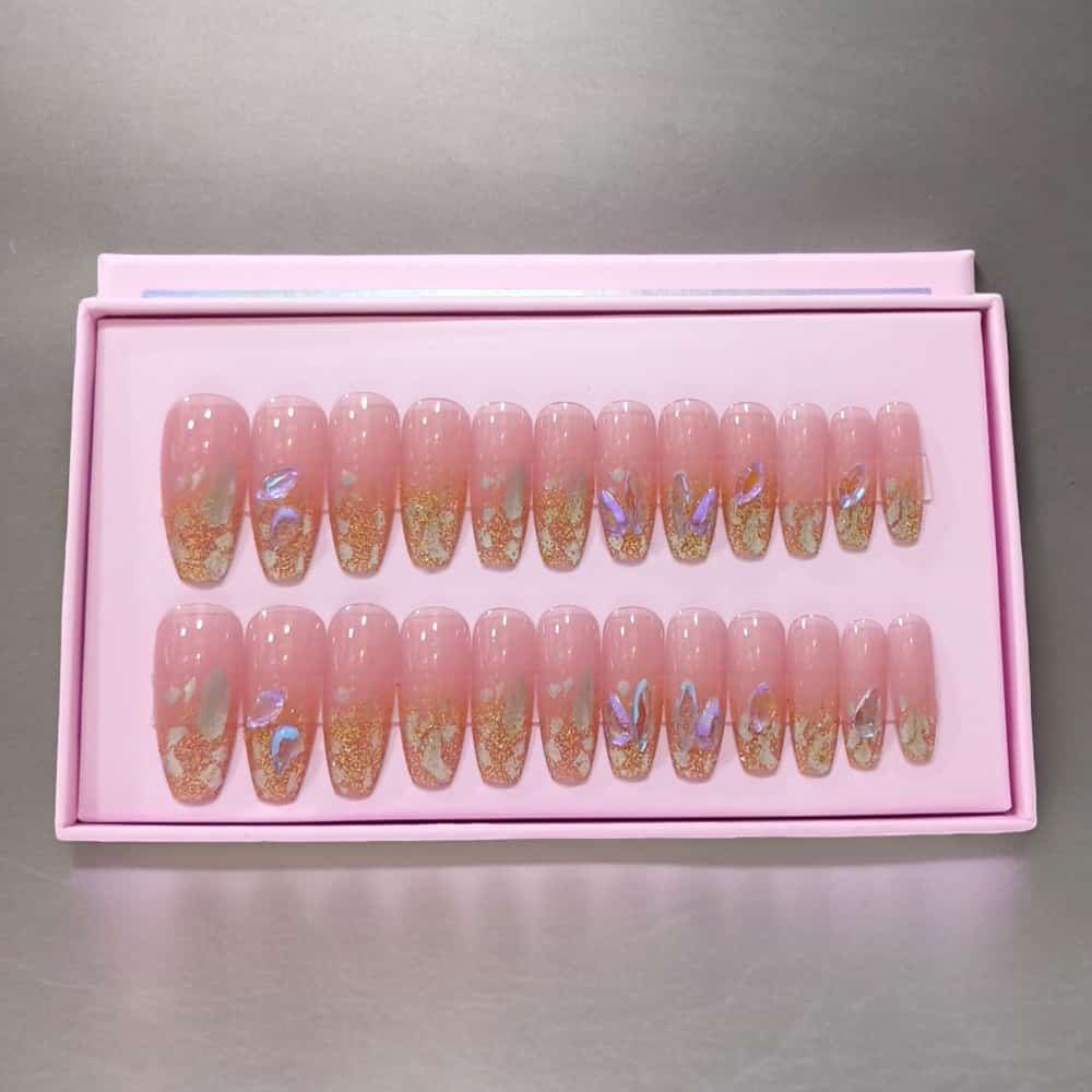 O.Two.O 24 Pcs Nails Box with Nail Glue & Adhesive Tabs,Alcohol Prep Pad,Mini Nail File,Cuticle Stick