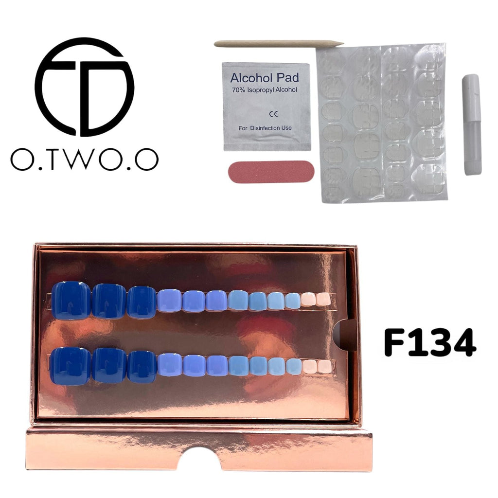 O.Two.O 24 Pcs Nails Box with Nail Glue & Adhesive Tabs,Alcohol Prep Pad,Mini Nail File,Cuticle Stick