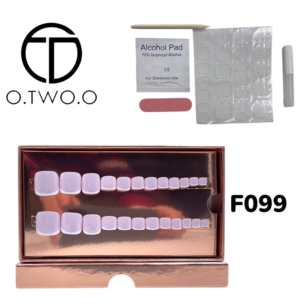 O.Two.O 24 Pcs Nails Box with Nail Glue & Adhesive Tabs,Alcohol Prep Pad,Mini Nail File,Cuticle Stick